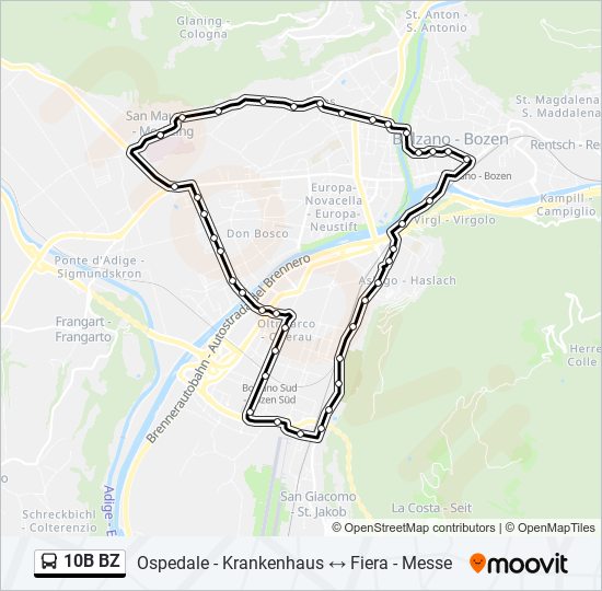 10B BZ bus Line Map