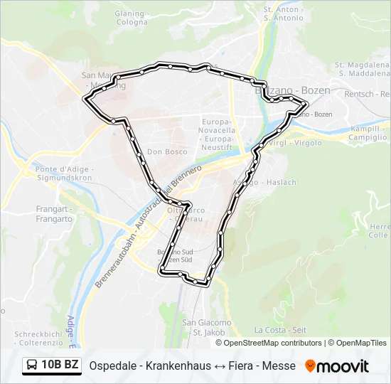 Percorso linea  10B BZ