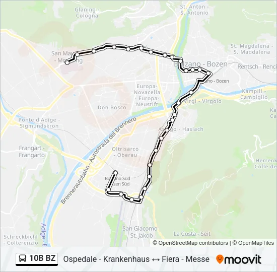 10B BZ Bus Line Map
