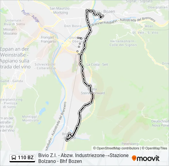 110 BZ Bus Line Map