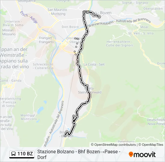 110 BZ Bus Line Map