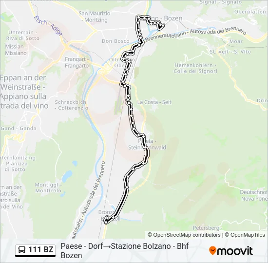 111 BZ Bus Line Map