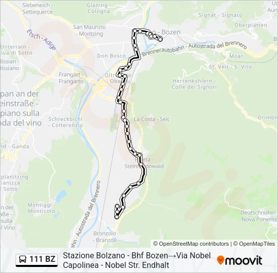 111 BZ Bus Line Map