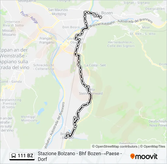 111 BZ Bus Line Map