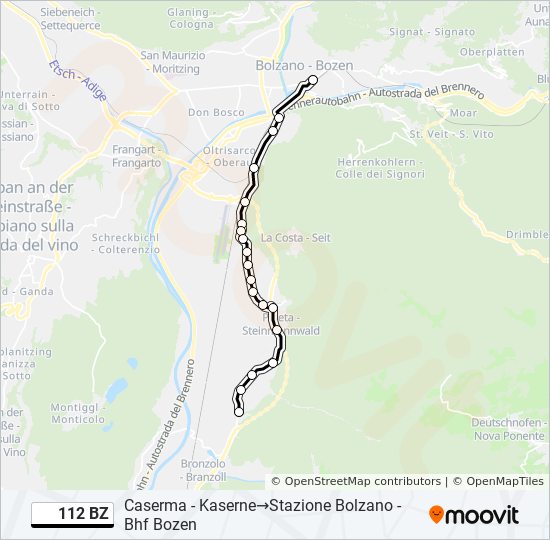 112 BZ bus Line Map