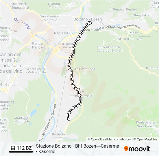 112 BZ Bus Line Map
