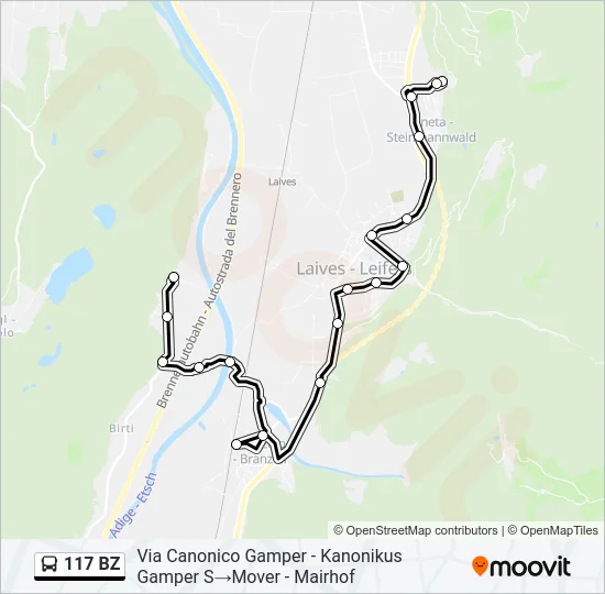 117 BZ Bus Line Map