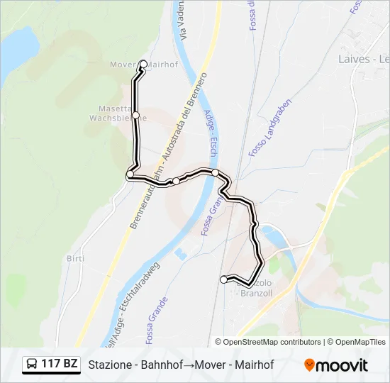 117 BZ Bus Line Map