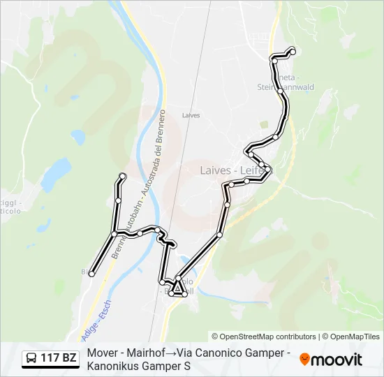 117 BZ Bus Line Map