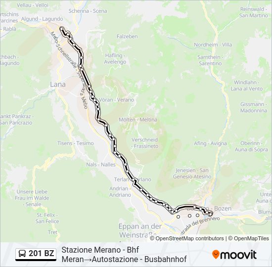 201 BZ bus Line Map