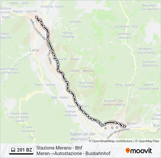 Percorso linea  201 BZ