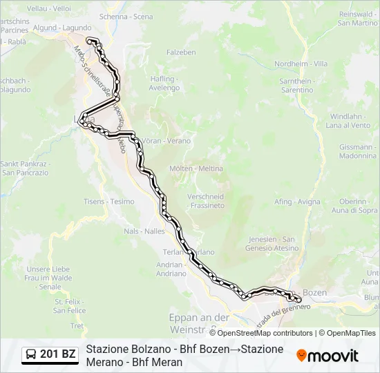 201 BZ Bus Line Map