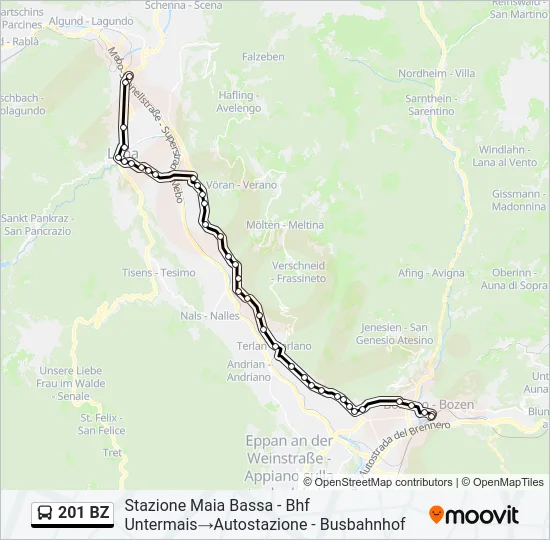 201 BZ Bus Line Map