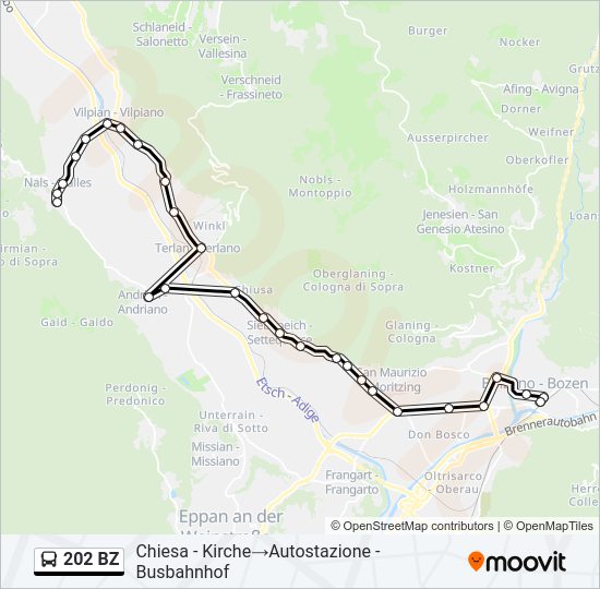 202 BZ bus Line Map