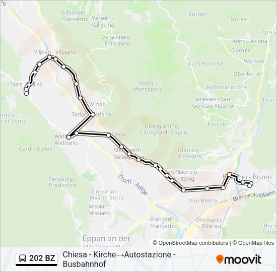 202 BZ Bus Line Map