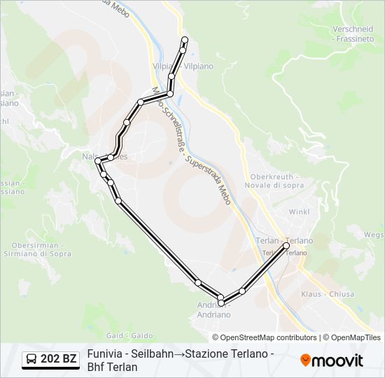 202 BZ bus Line Map