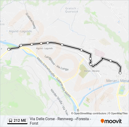 Percorso linea bus 212 ME