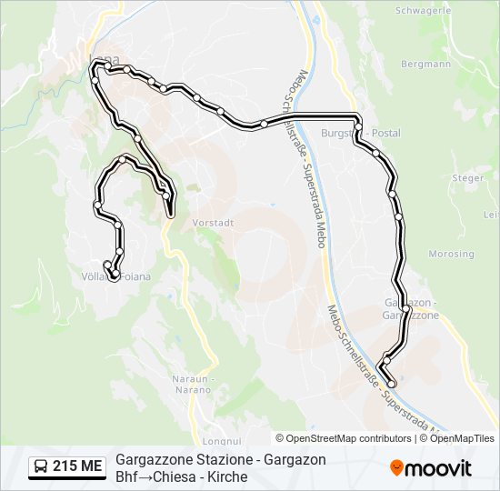 Percorso linea bus 215 ME