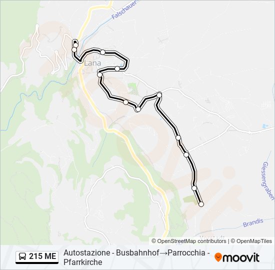 Percorso linea bus 215 ME