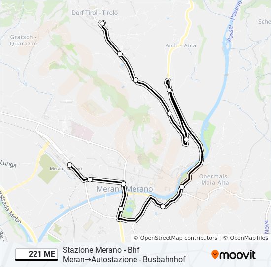 Percorso linea bus 221 ME