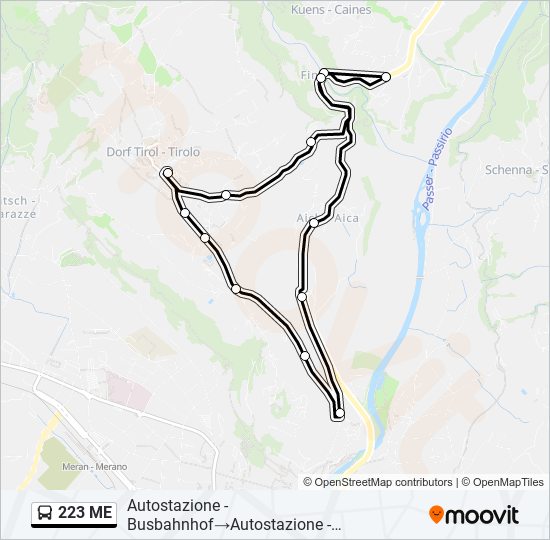 Percorso linea bus 223 ME