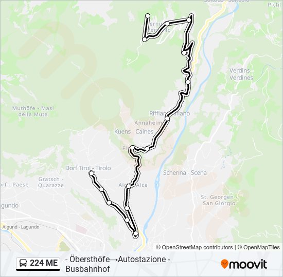 Percorso linea bus 224 ME