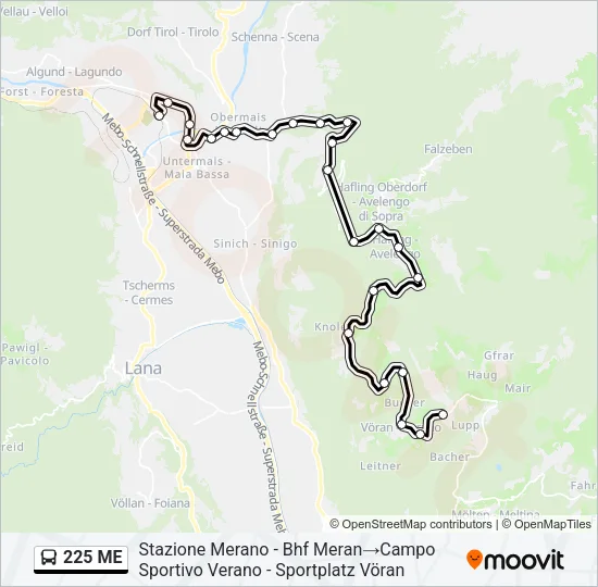 225 ME Bus Line Map