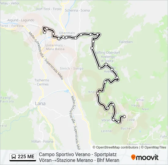 225 ME Bus Line Map