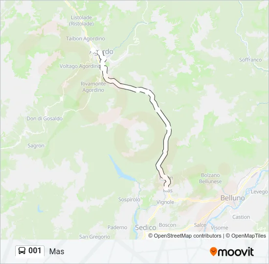 Percorso linea bus 001