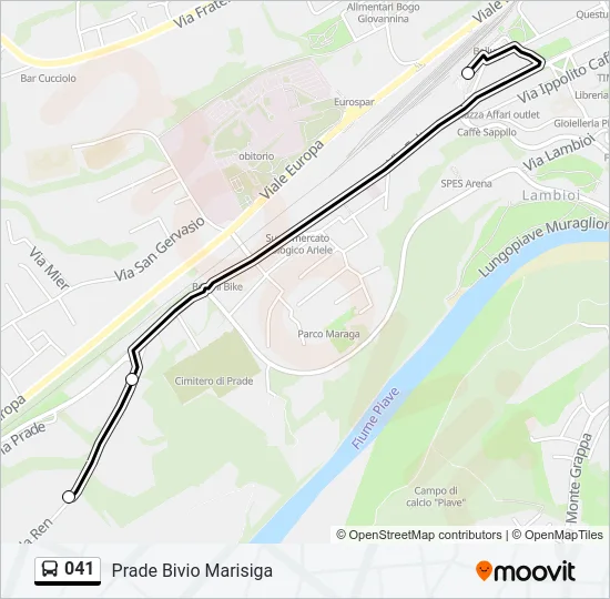 Percorso linea bus 041