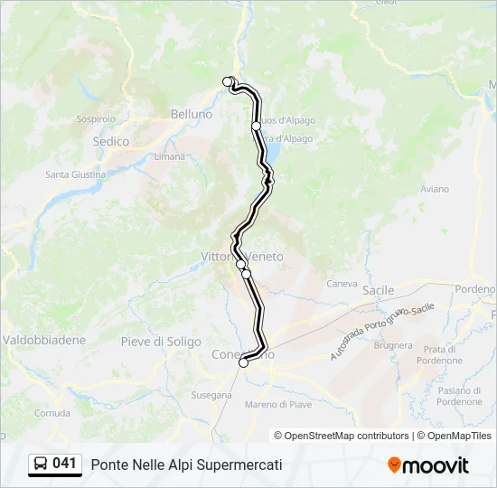 Percorso linea bus 041