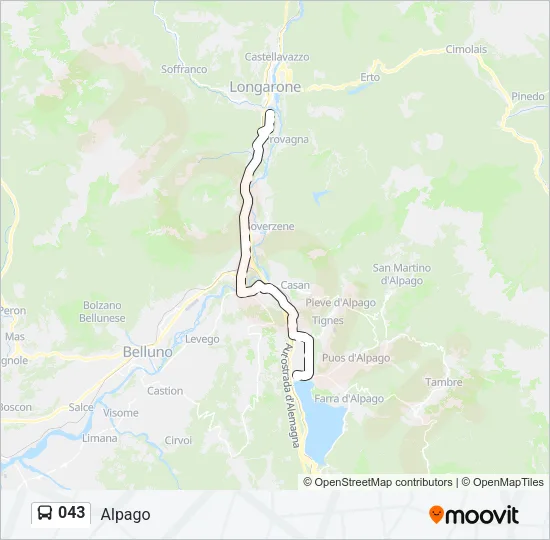 Percorso linea bus 043
