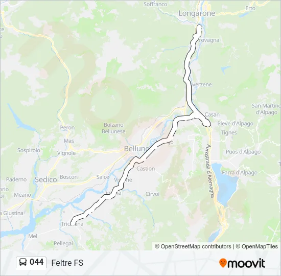 044 Bus Line Map