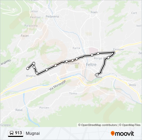 913 bus Line Map