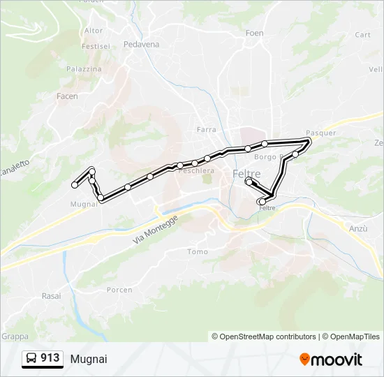 913 Bus Line Map