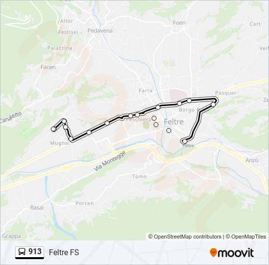 913 bus Line Map