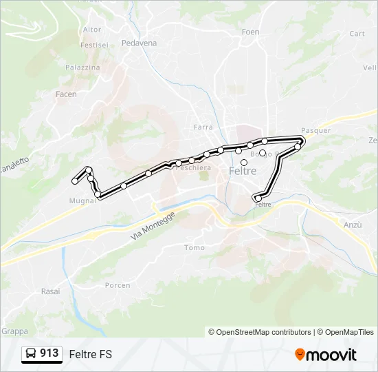 913 Bus Line Map