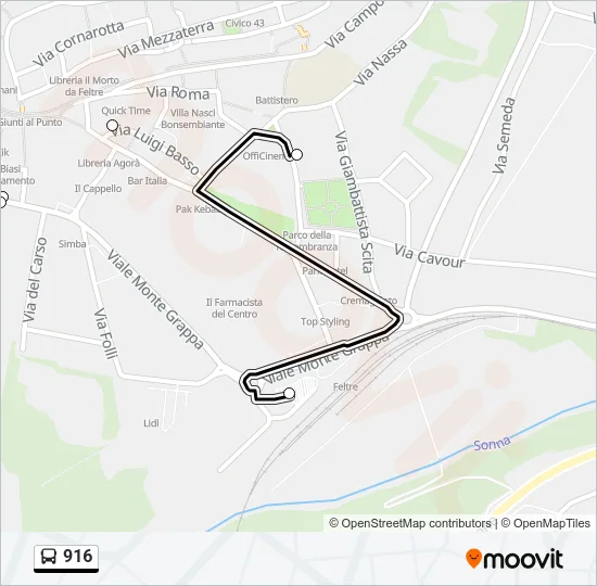 916 Bus Line Map