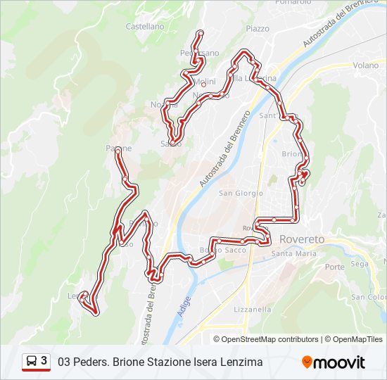 Percorso linea bus 3