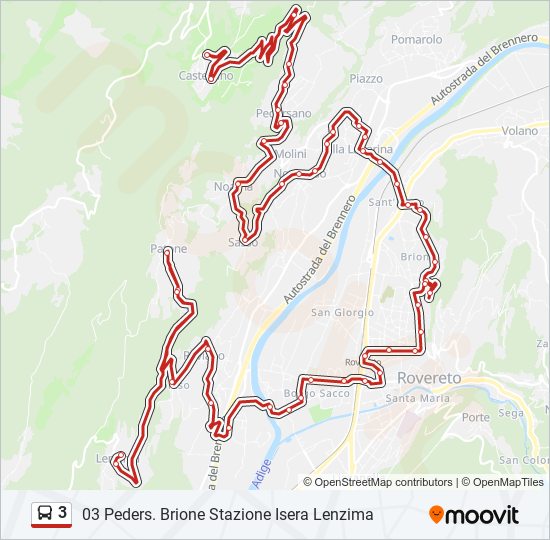 Percorso linea bus 3