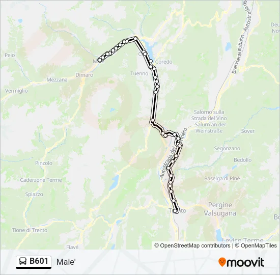 B601 Bus Line Map