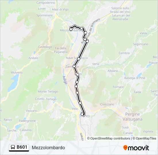 B601 Bus Line Map