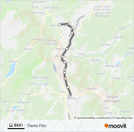 B601 Bus Line Map