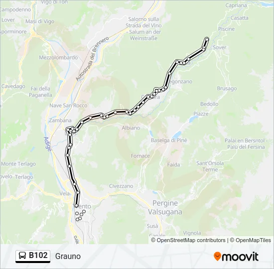 B102 Bus Line Map