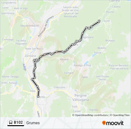 B102 Bus Line Map