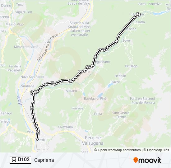 B102 bus Line Map