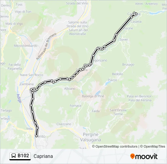 B102 Bus Line Map