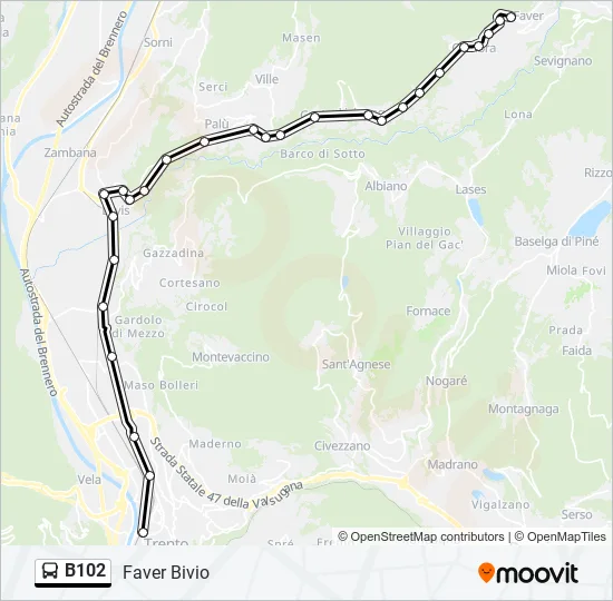 B102 Bus Line Map