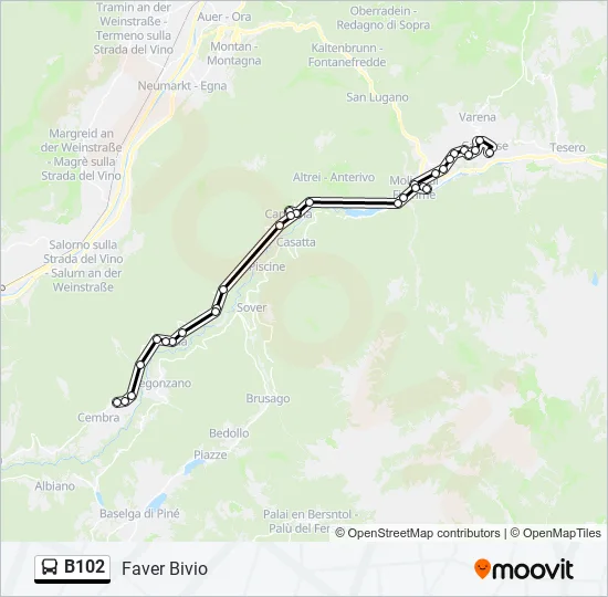 B102 Bus Line Map