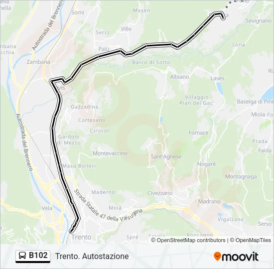 B102 Bus Line Map